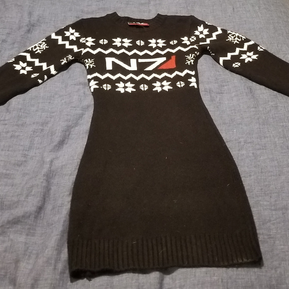 Mass Effect N7 Christmas Sweater Dress Think Geek Mass Effect N7 Christmas Sweater Dress Think Geek